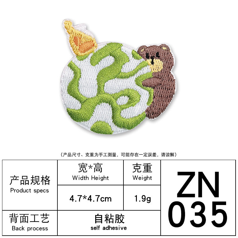 Wholesale Computer embroidery animal planet cartoon embroidery patch